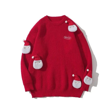 Riolio Red Christmas Sweater Man Santa Claus Sweaters American Vintage Women Sweater Couple Knitwears Pullovers New Winter Men's Knit